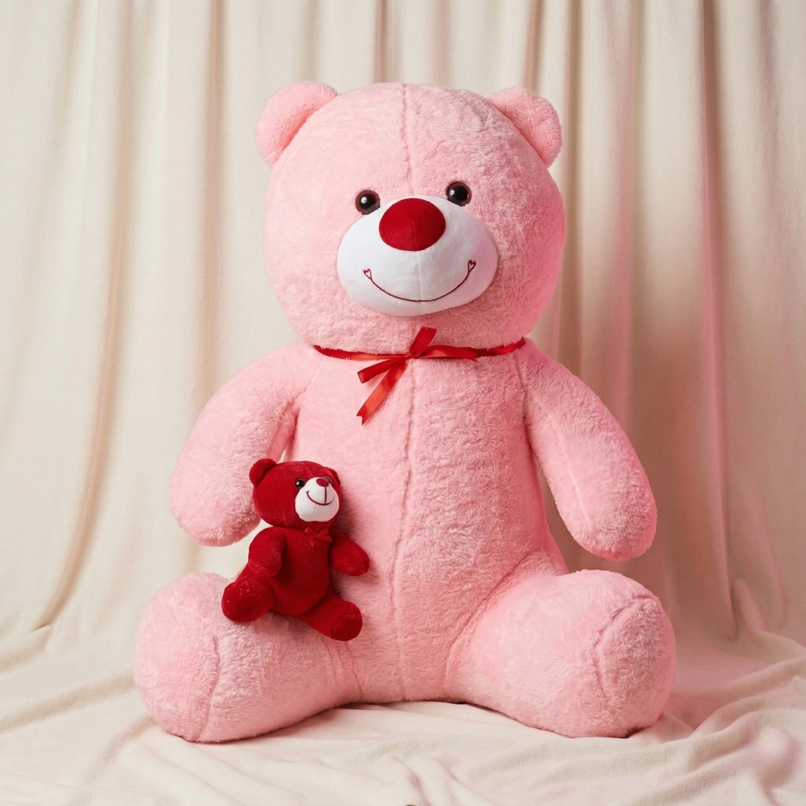 50 Cm Küçük Ayıcıklı Peluş Ayıcık (Pembe)