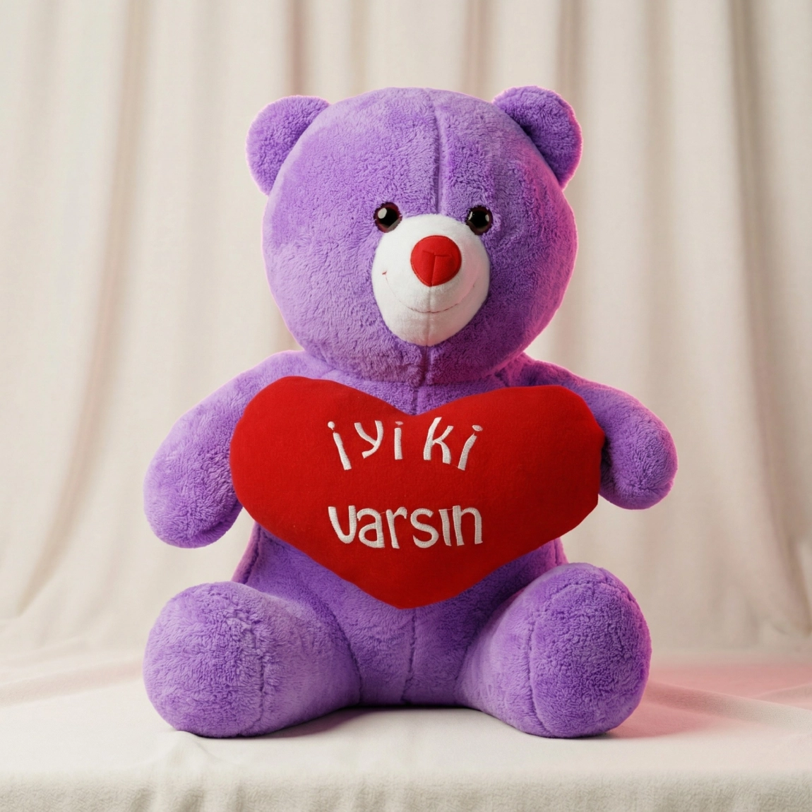 80 Cm İyi Ki Varsın Kalpli Peluş(Mor)
