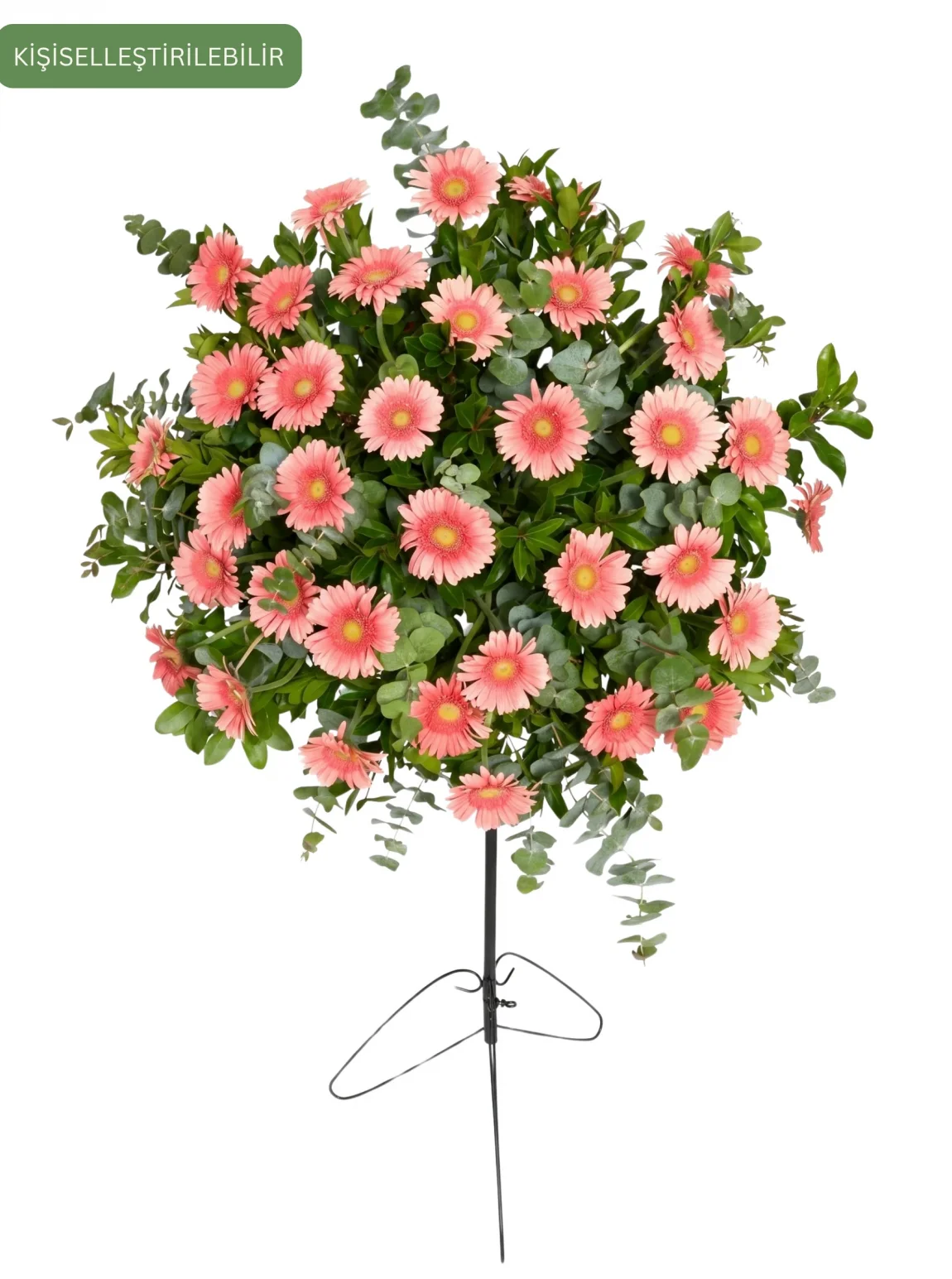 Pembe Gerbera Ferforje Çelenk