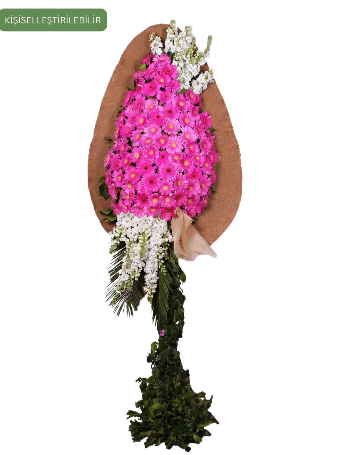 Pembe Gerberalar Tek Katlı Çelenk